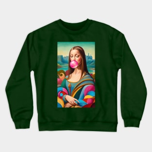 Mona Lisa Blowing Bubblegum Crewneck Sweatshirt